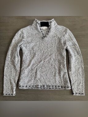 Grey Knit Speckled Black 1/4 Zip Pullover Sweatshirt Sweater M